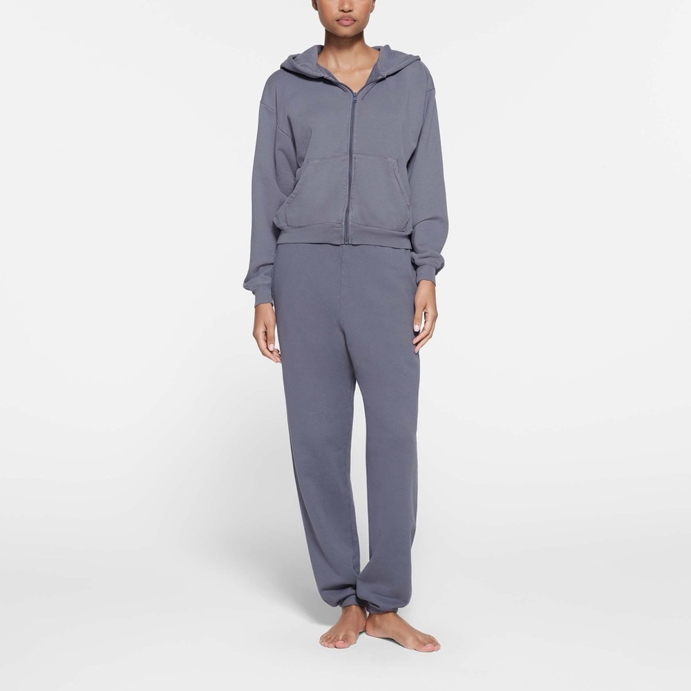 SKIMS Women’s FRENCH TERRY CLASSIC FULL ZIP UP HOODIE | Color: Steele Blue | NEW